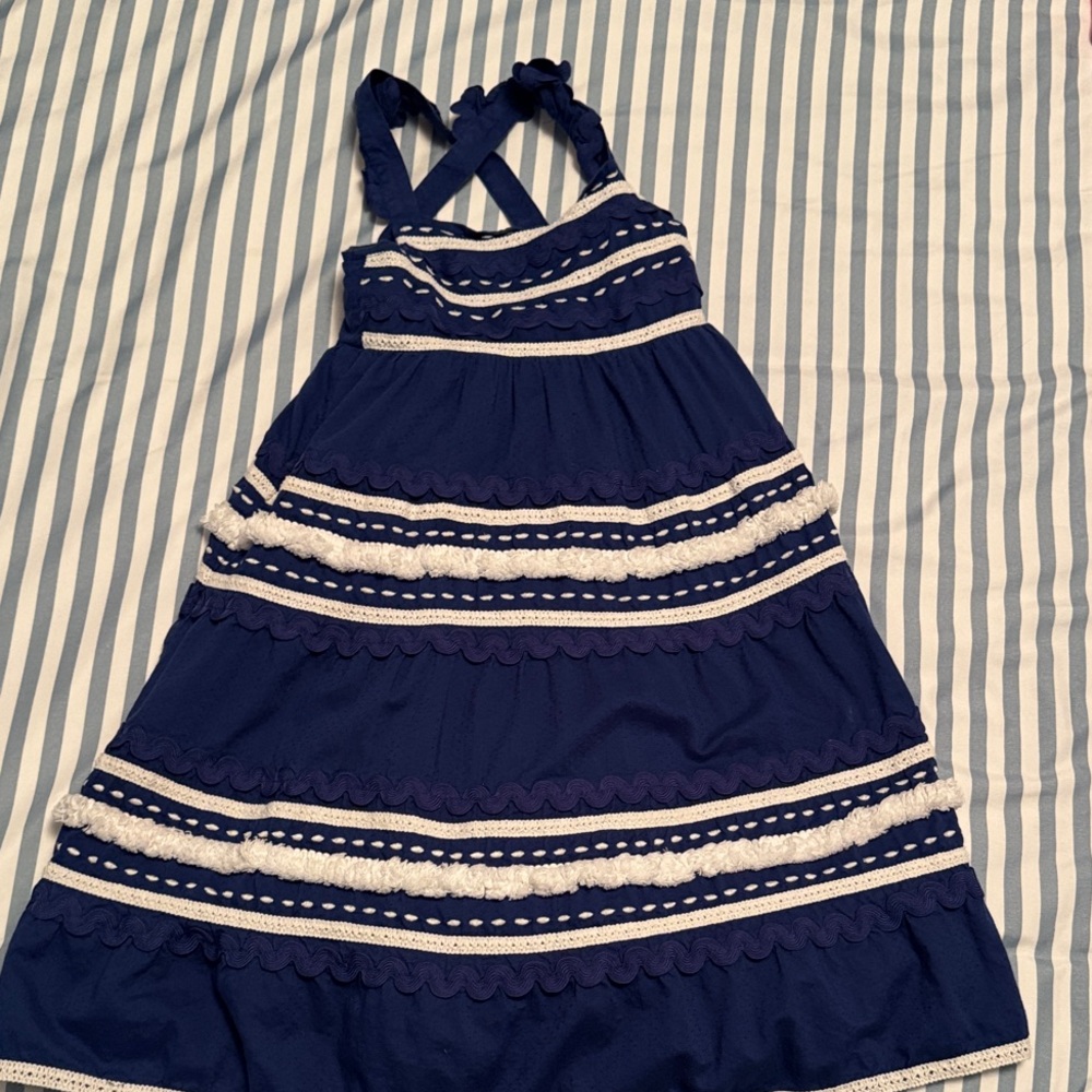 Mini Boden Dress Navy and White Striped Kids Dress